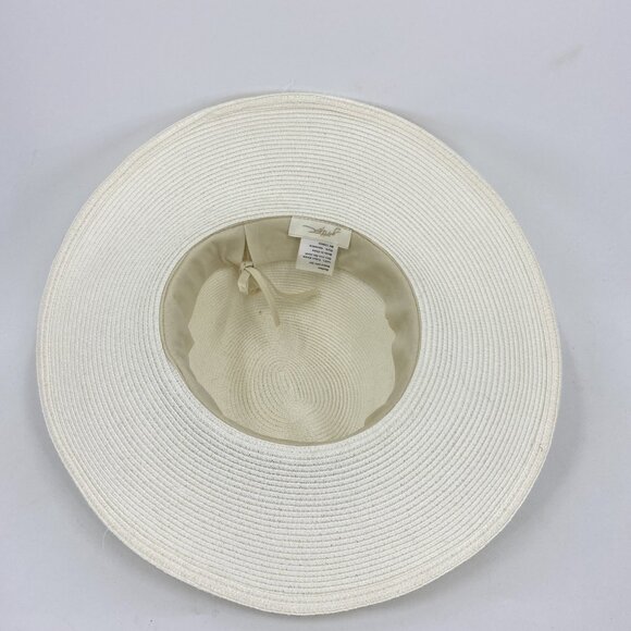 Gottex Triton Straw Sunhat White with Blue Band Adjustable Drawstring UPF 50+ - Picture 5 of 5